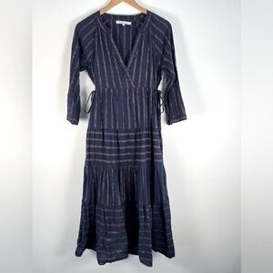 Xirena navy metallic striped dress XS
